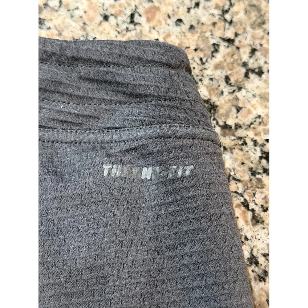 Nike Therma-FIT Mens Training Pants Gray Grid Fleece Zipper Pockets Large